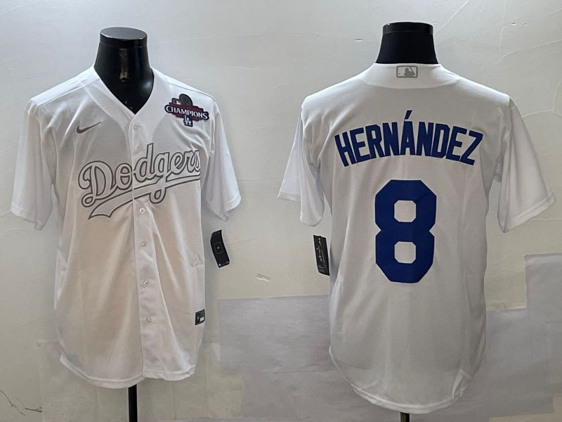 Men Los Angeles Dodgers #8 Hernandez White Fashion Edition Game 2025 Nike MLB Jersey style 5->los angeles dodgers->MLB Jersey